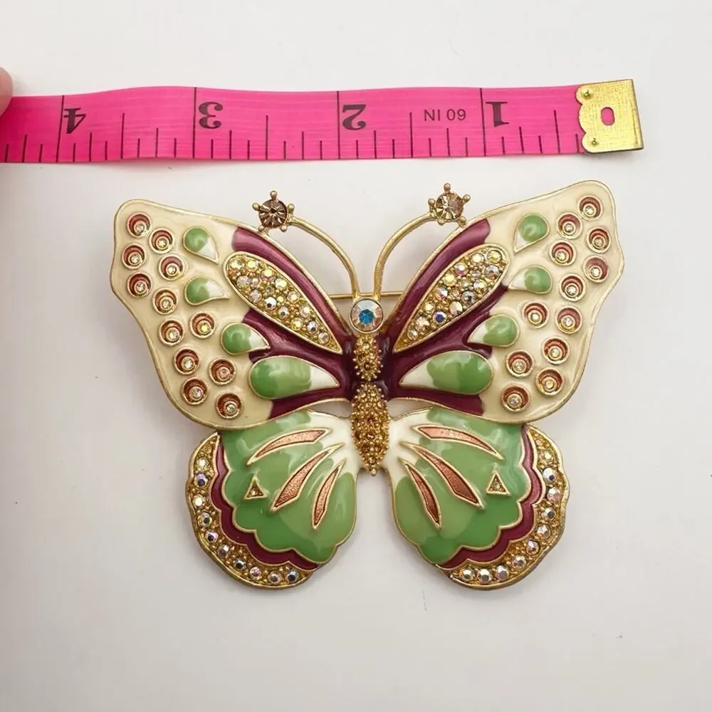 Kenneth Jay Lane Butterfly Brooch Vintage KJL Oversized Pin Statement Jewelry